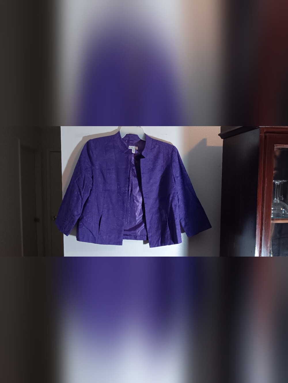 Cropped Purple Women's Jacket - Elegant Open Front